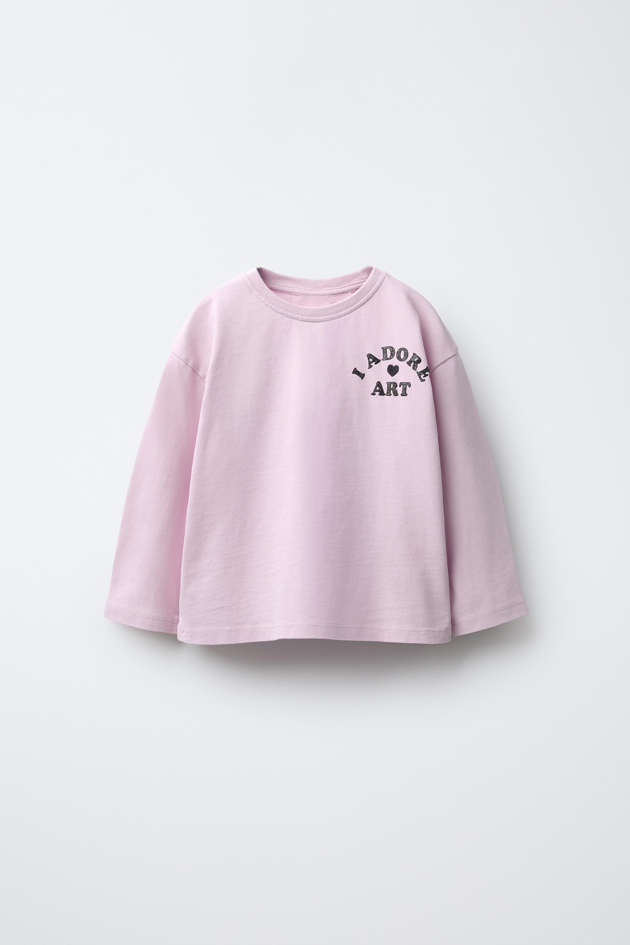 ♡♡ SPARKLY PRINT T-SHIRT - Mauve | ZARA United States