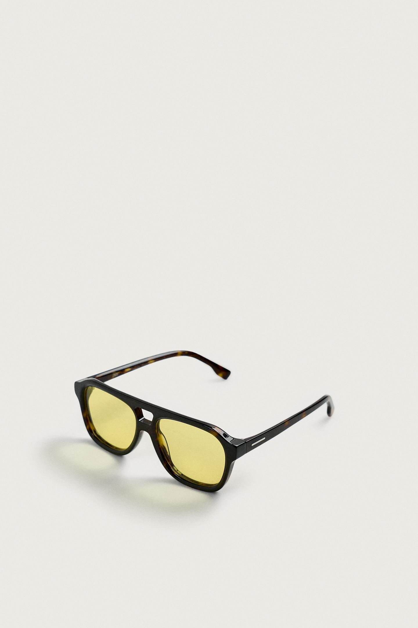 Мужские солнцезащитные очки Zara Rectangular Sunglasses, цвет: Черепаховый ракушечный — фото 6
