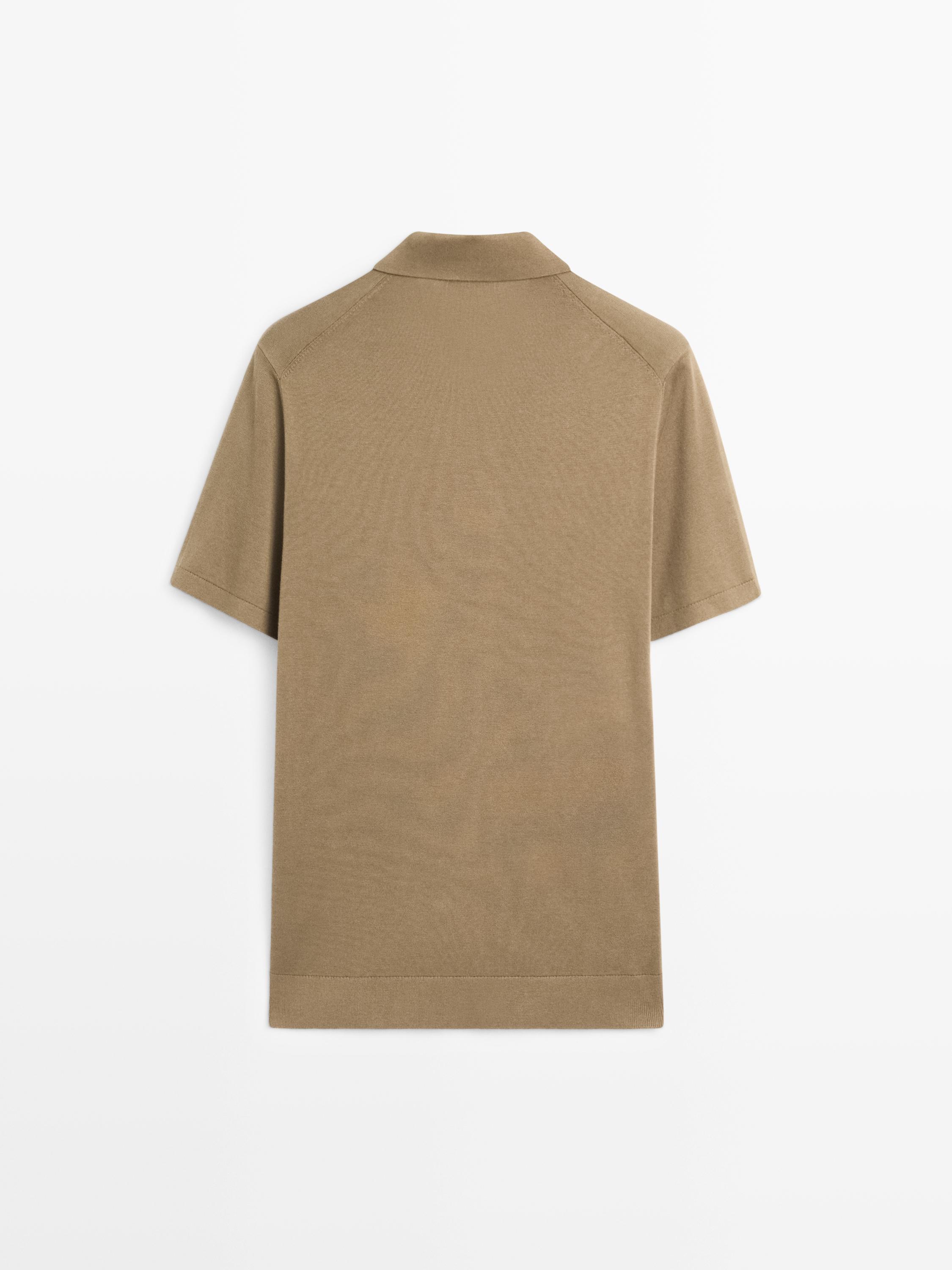 Short sleeve cotton knit polo shirt