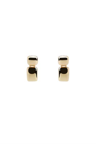 BOUCLES D’OREILLES MÉTALLIQUES À ÉLÉMENTS GÉOMÉTRIQUES - Doré de Zara