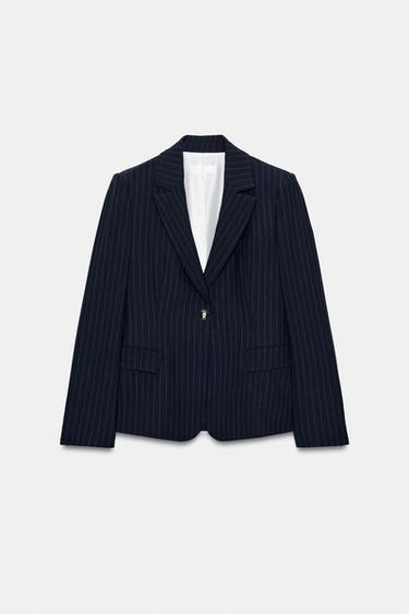 PINSTRIPE BLAZER - Navy blue by Zara - Image 7