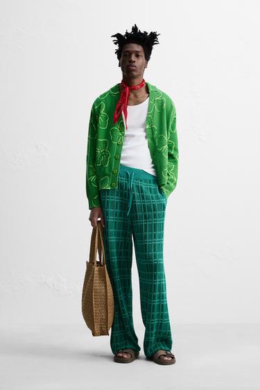 Zara JACQUARD KNIT PANTS © OTIS KWAME KYE QUAICOE - Turquoise - Image 0