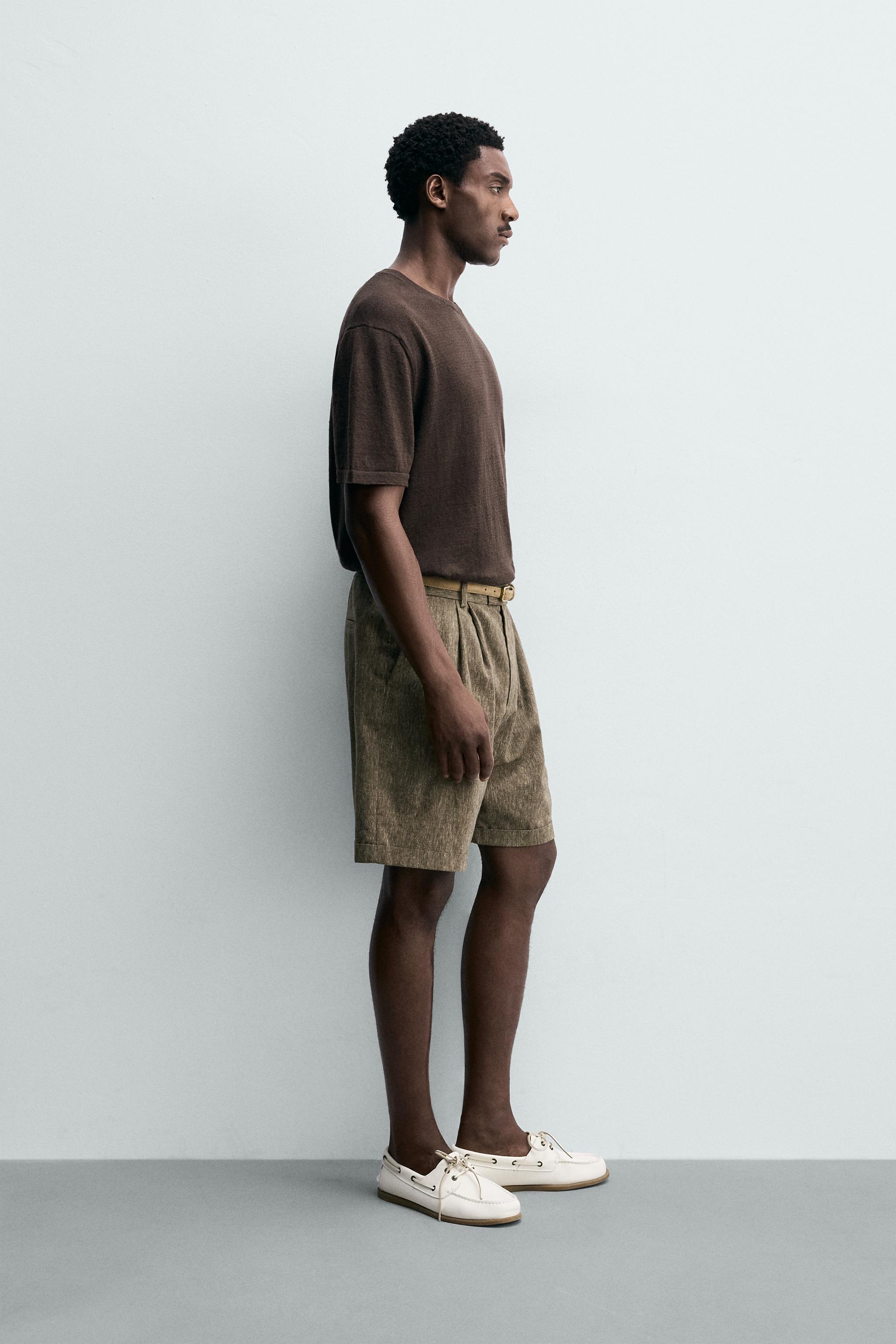 KNIT COTTON LINEN BLEND T-SHIRT
