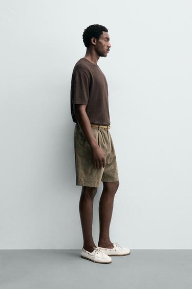 T-SHIRT EN MAILLE COTON-LIN - Marron de Zara - Image 3