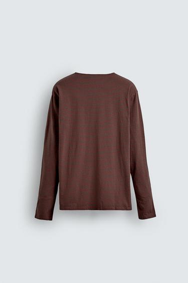 T-SHIRT JACQUARD RAYÉ - Marron de Zara - Image 6