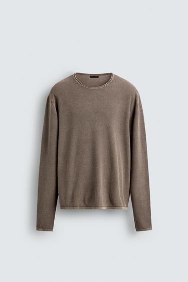 Zara WASHED TEXTURED SWEATER - Faded pink