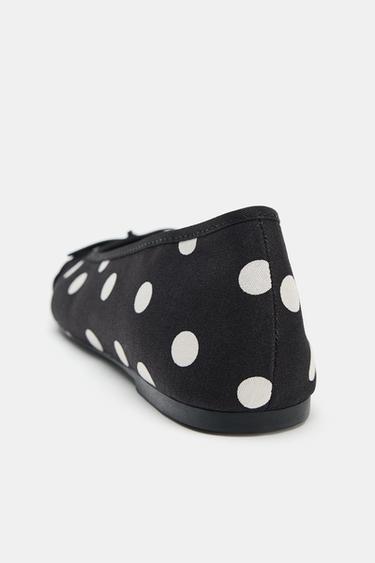 BALLET FLATS WITH POLKA DOTS AND BOW - Black by Zara - Image 5
