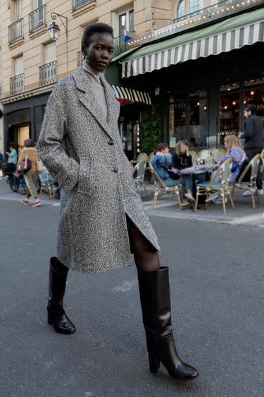 HERRINGBONE COAT - Black / White by Zara