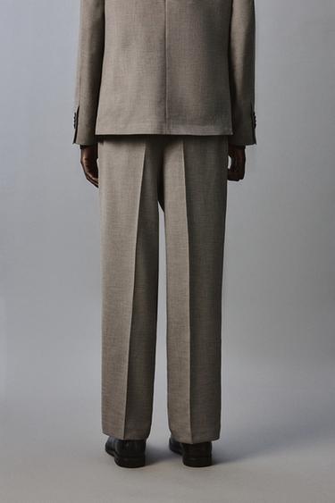 PANTALON DE COSTUME À PLIS ET CARREAUX - Beige de Zara - Image 2