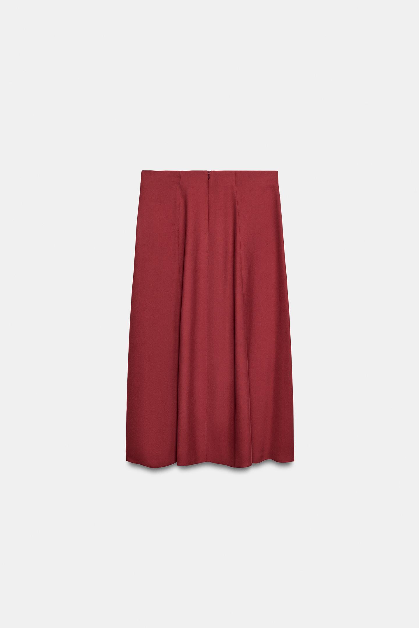 Женская юбка Zara ZW Collection MIDI, цвет: Бордовый — фото 6