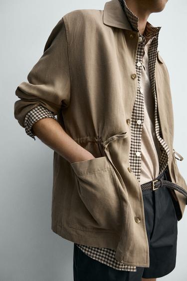 LIGHTWEIGHT VISCOSE/LINEN PARKA - Dark mink by Zara - Image 4