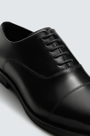 LEATHER DERBY SHOES - Black by Zara - Image 2
