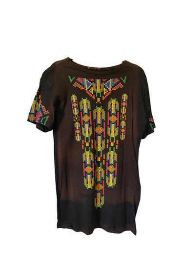 PETIT T-SHIRT BLACK DRESS WITH PRINT