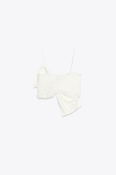MAXI BOW CROP TOP - Oyster-white by Zara - Image 6