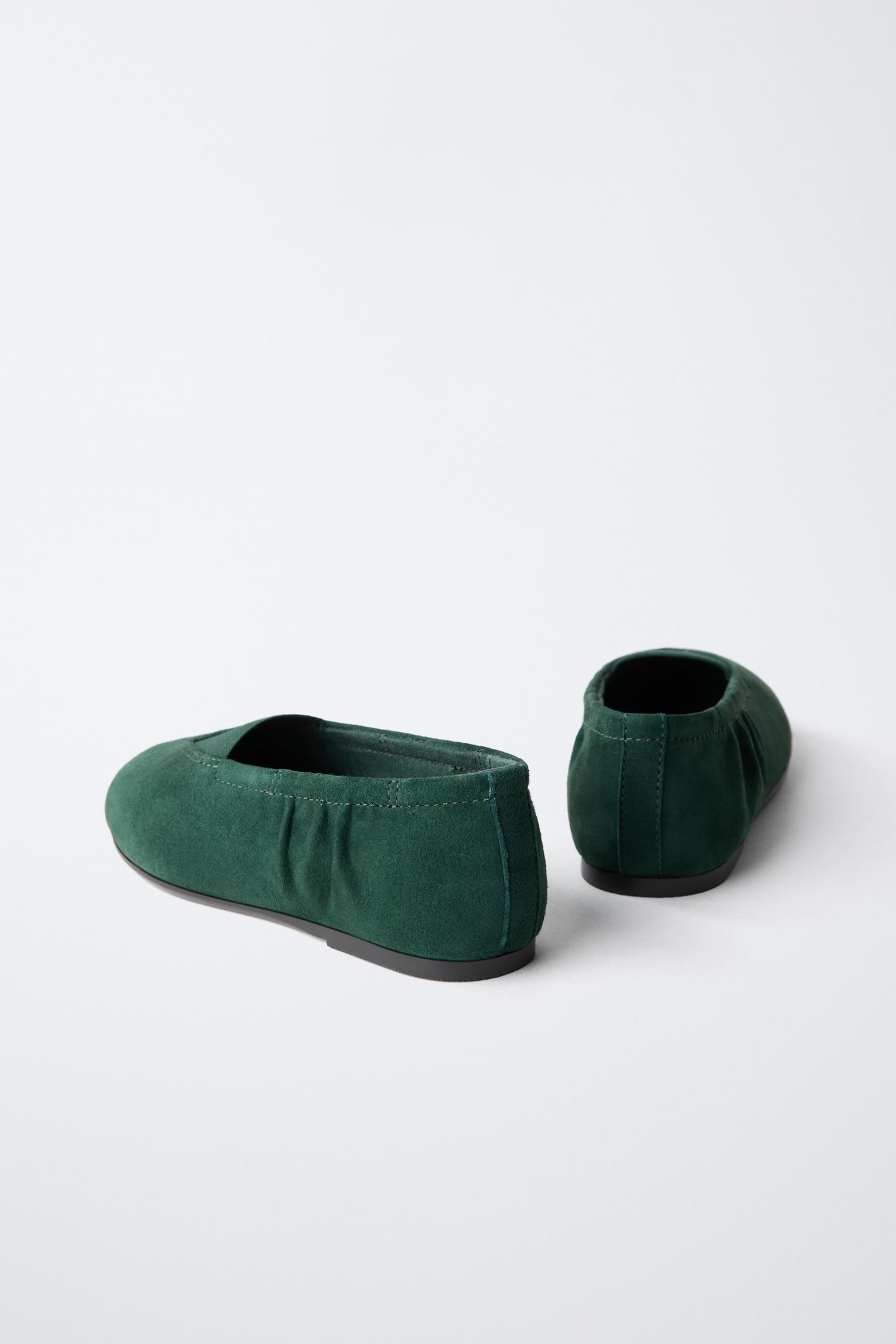 Детские балетки Zara Fruit OF the Loom™ Leather Ballet Flats, цвет: Зелёный — фото 5