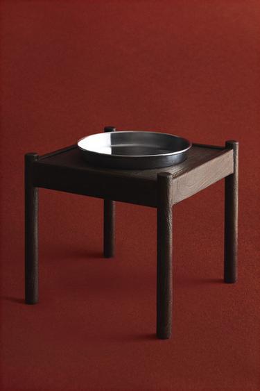 Zara TALL WOODEN PET FOOD BOWL - Brown