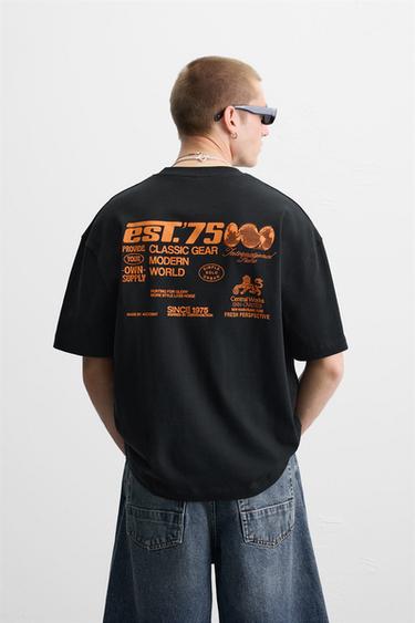T-SHIRT IMPRIMÉS COMBINÉS - Noir de Zara - Image 2