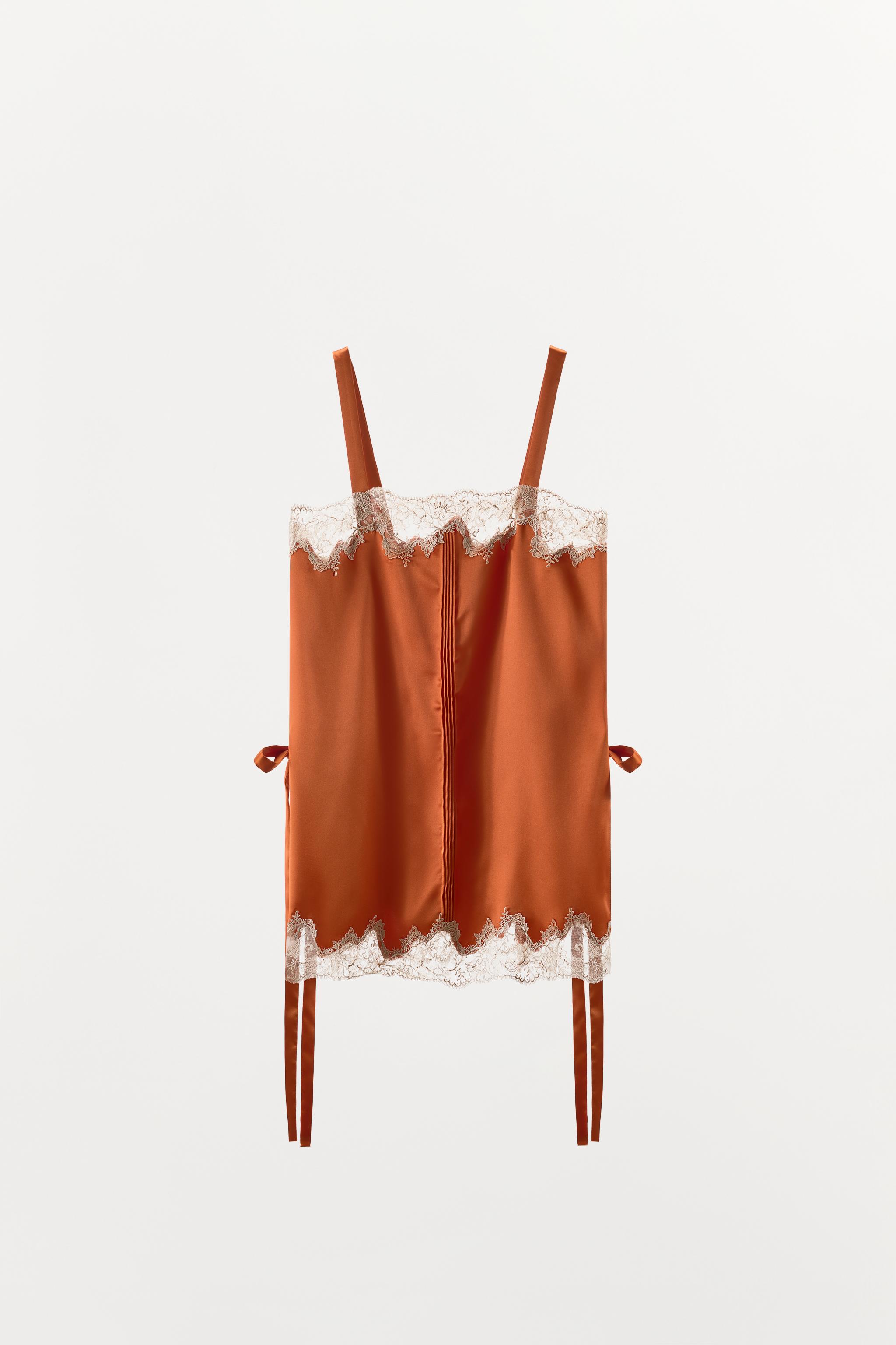 SATIN EFFECT EMBROIDERED TIE TOP