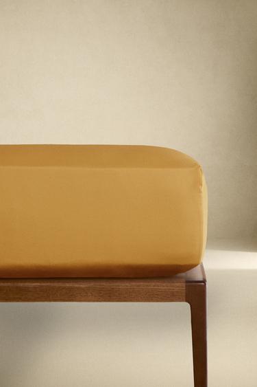 SATEEN FITTED SHEET | 30 CM HIGH (300 THREAD COUNT) - Mustard by Zara