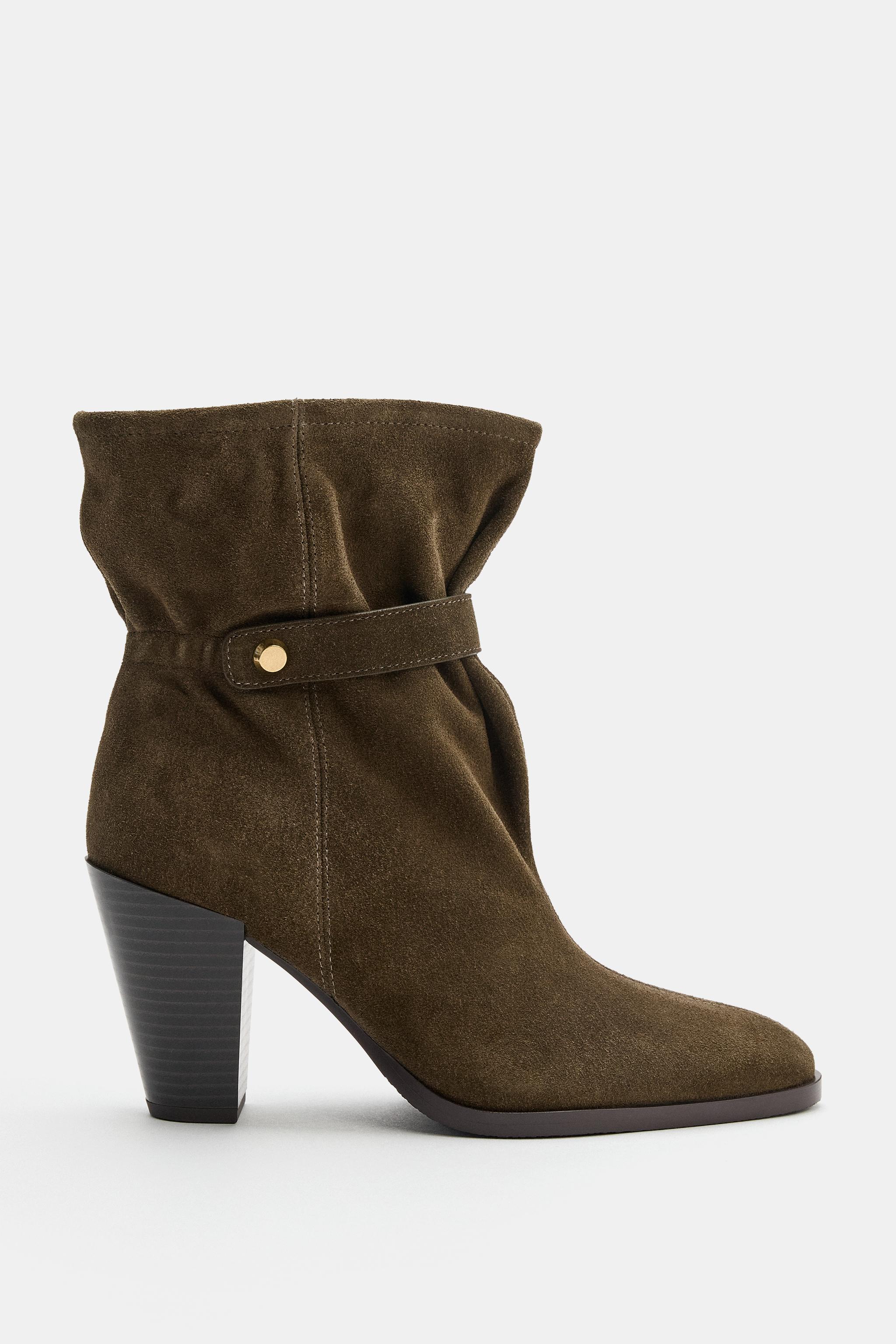 Женские ботинки Zara SUEDE SLOUCHY ANKLE BOOTS — фото 4