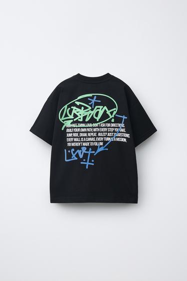 GRAFFITI PRINT T-SHIRT - Black by Zara - Image 1