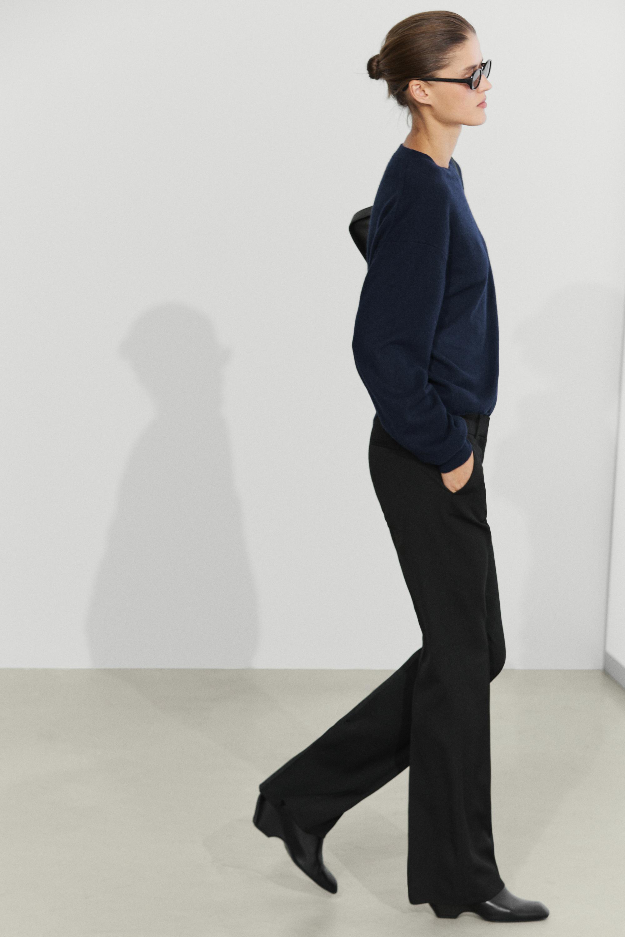 Stretch flare-fit wool-blend pants