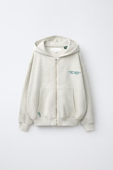 Zara LEON'S BAGELS® EMBROIDERED ZIP-UP HOODIE - Gray marl