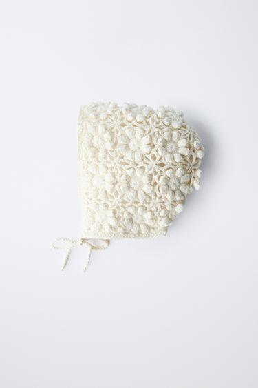 CROCHET KNIT BONNET - Ecru by Zara - Image 2