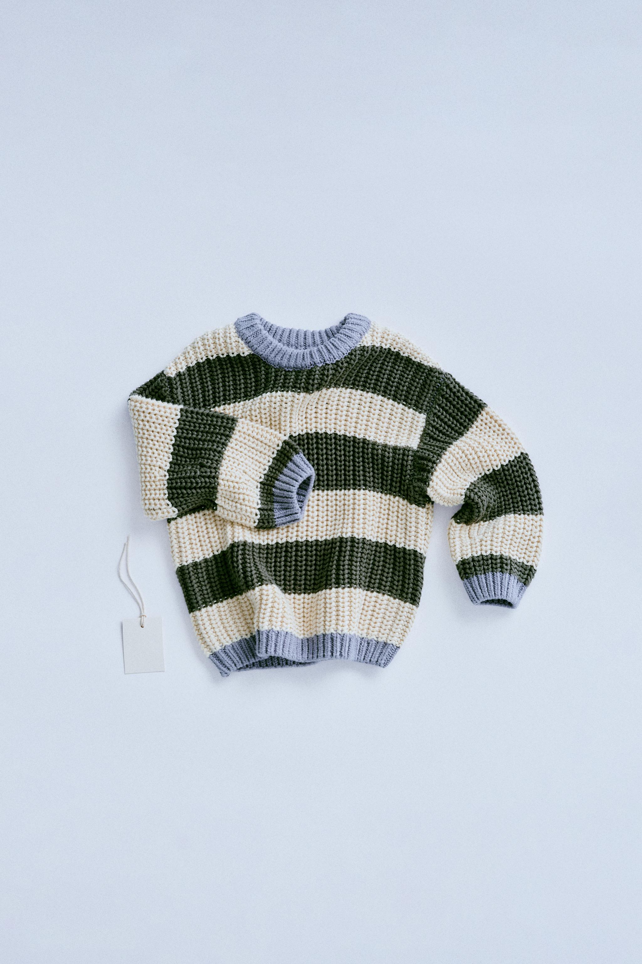 ZARA TIMELESS - STRIPED CHUNKY KNIT SWEATER - Green | ZARA