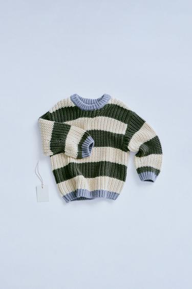 ZARA TIMELESS - STRIPED CHUNKY KNIT SWEATER - Green by Zara - Image 0
