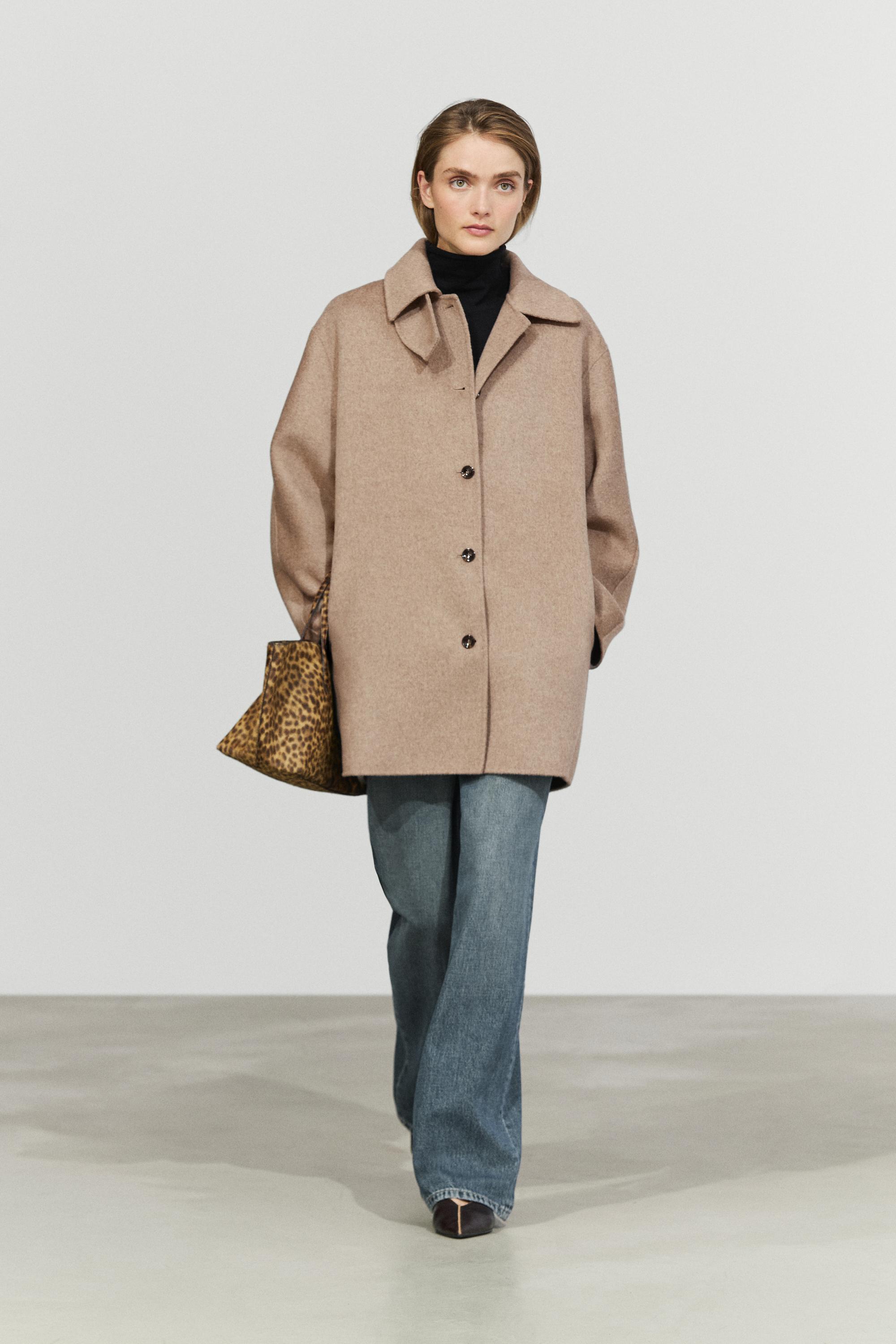 Melange coat with collar detail — 211