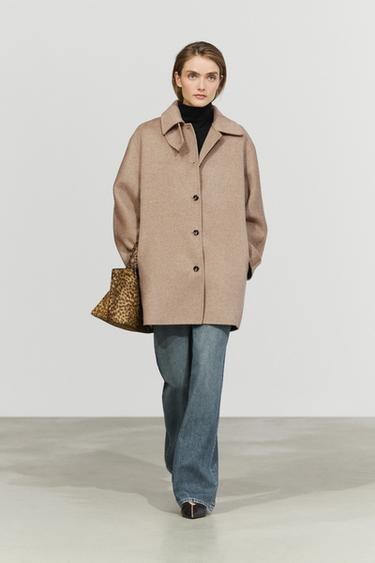 Zara Melange coat with collar detail - 211