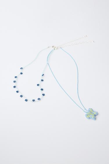 LOT DE DEUX COLLIERS FANTAISIE PAPILLON ET FLEURS - Bleu de Zara - Image 3