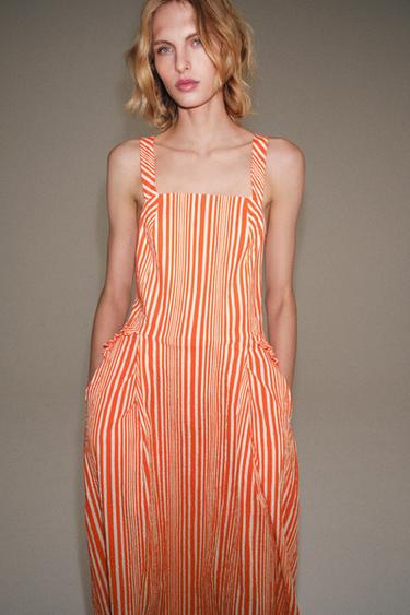 Zara PRUGASTA MIDI HALJINA ZW COLLECTION – Narančasta