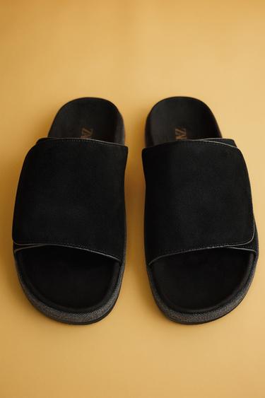 LEATHER SANDALS - Black by Zara