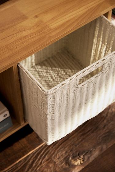 CESTO CUBO DE RATTAN - Branco-marfim da Zara