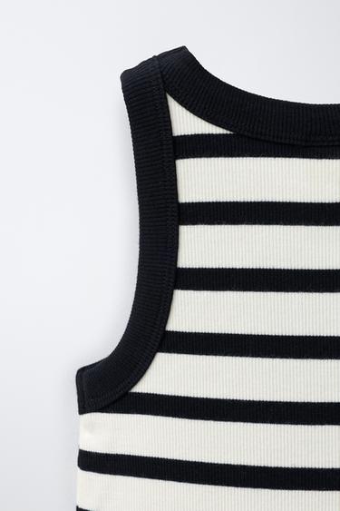 ROBE CÔTELÉE À RAYURES - Noir / Écru de Zara - Image 3