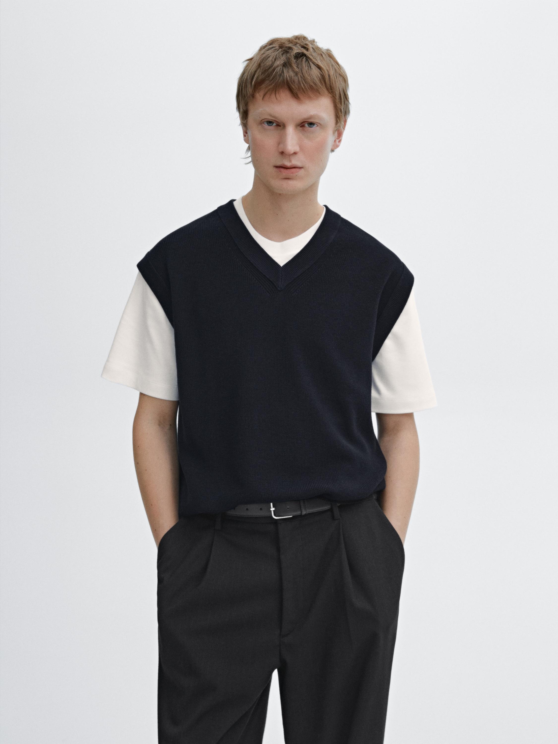 100% cotton knit vest - Navy blue | ZARA United States 100% cotton knit vest - Navy blue | ZARA United States