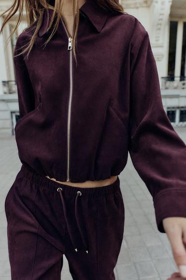 OVERSIZED BOMBER JACKET - Burgundy by Zara