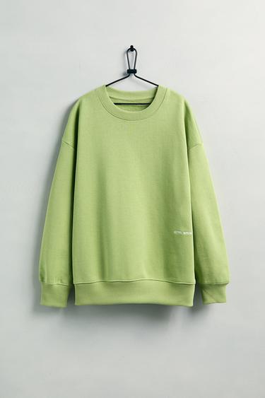 ÁO NỈ MÀU TRƠN THÊU CHỮ - Xanh lục từ Zara