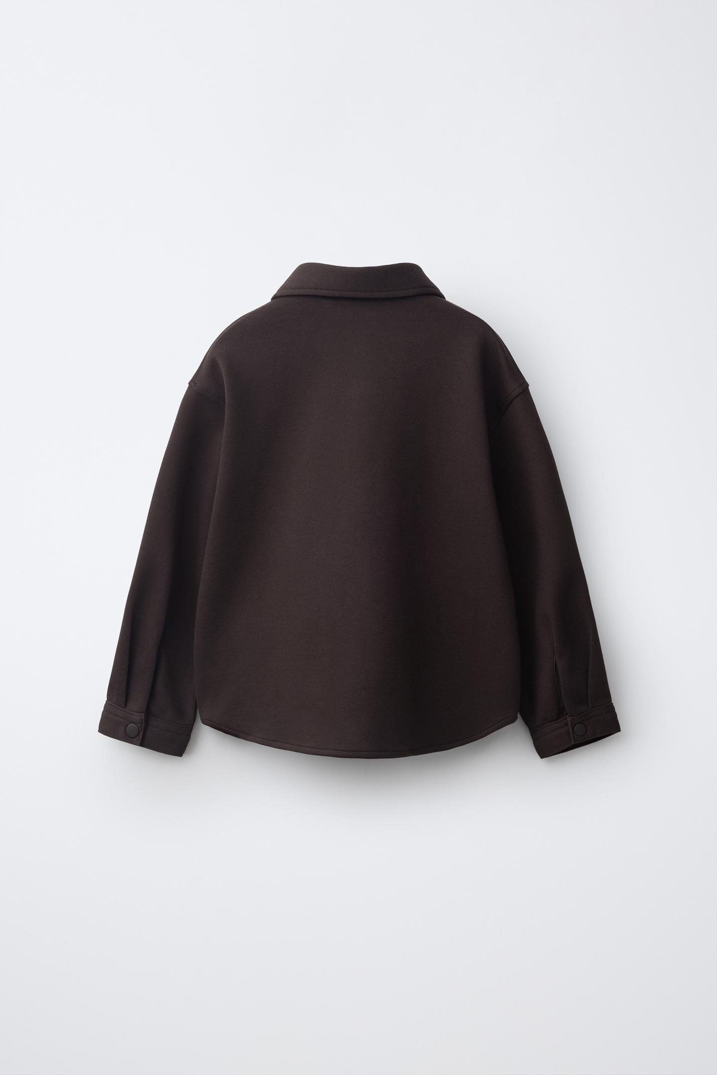 Детская рубашка Zara Comfort Pocket Overshirt, цвет: Коричневый — фото 2