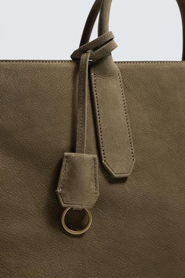 SAC BANDOULIÈRE EN CUIR - Gris taupe de Zara - Image 7