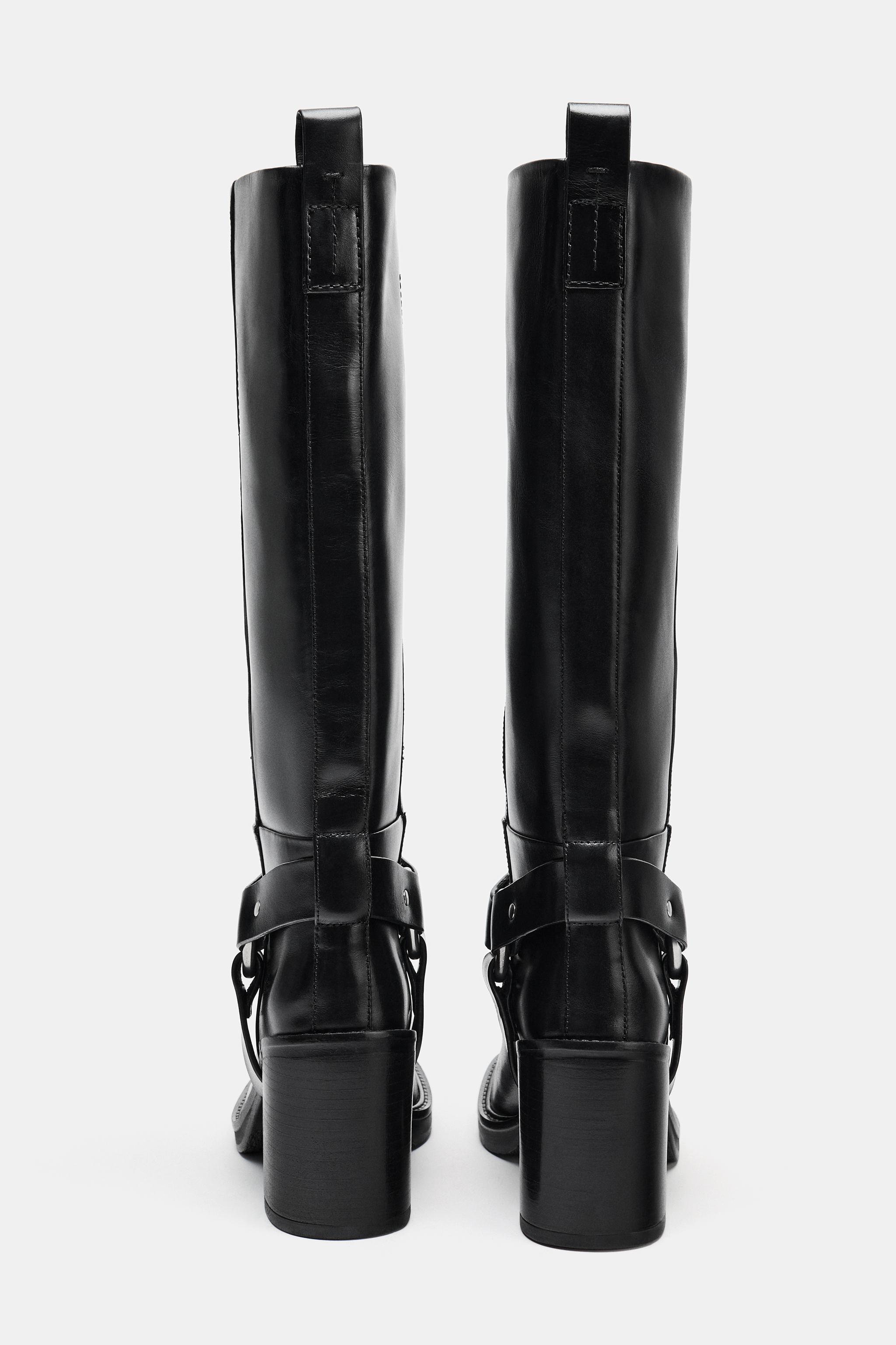 BUCKLED LEATHER BOOTS