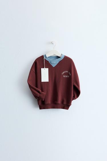 ZARA TIMELESS - ÁO NỈ THÊU CHỮ - Màu đỏ rượu từ Zara