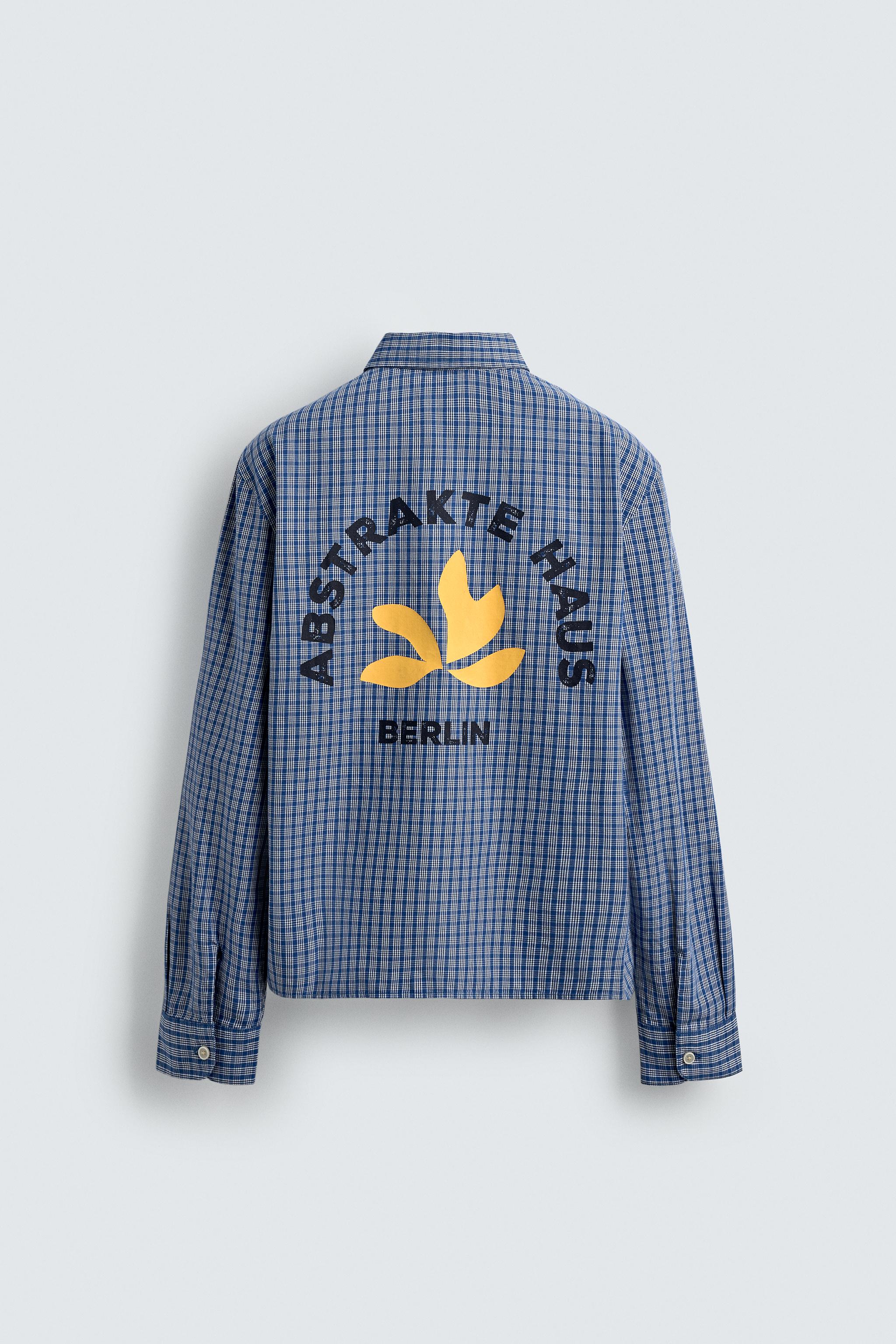 PLAID EMBROIDERED CROPPED SHIRT