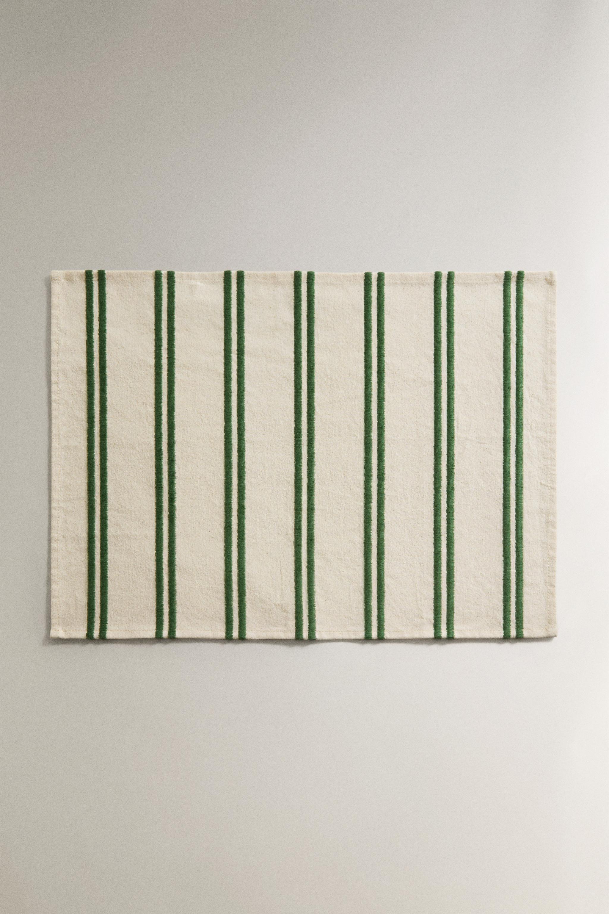 EMBROIDERED STRIPE PLACEMAT — Green (alternate view)