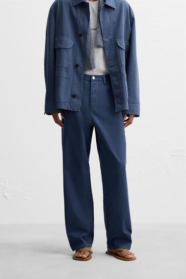 PANTALON STRAIGHT FIT DÉLAVÉ - Bleu roi de Zara - Image 1