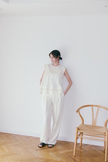 ZW COLLECTION EMBROIDERED BLOUSE - Ecru by Zara