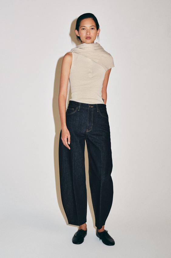 ZW COLLECTION HIGH-WAIST TAPERED JEANS - Blue by Zara - Image 0