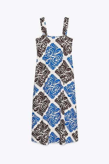 PRINTED MIDI DRESS - Ecru / Blue by Zara - Image 4